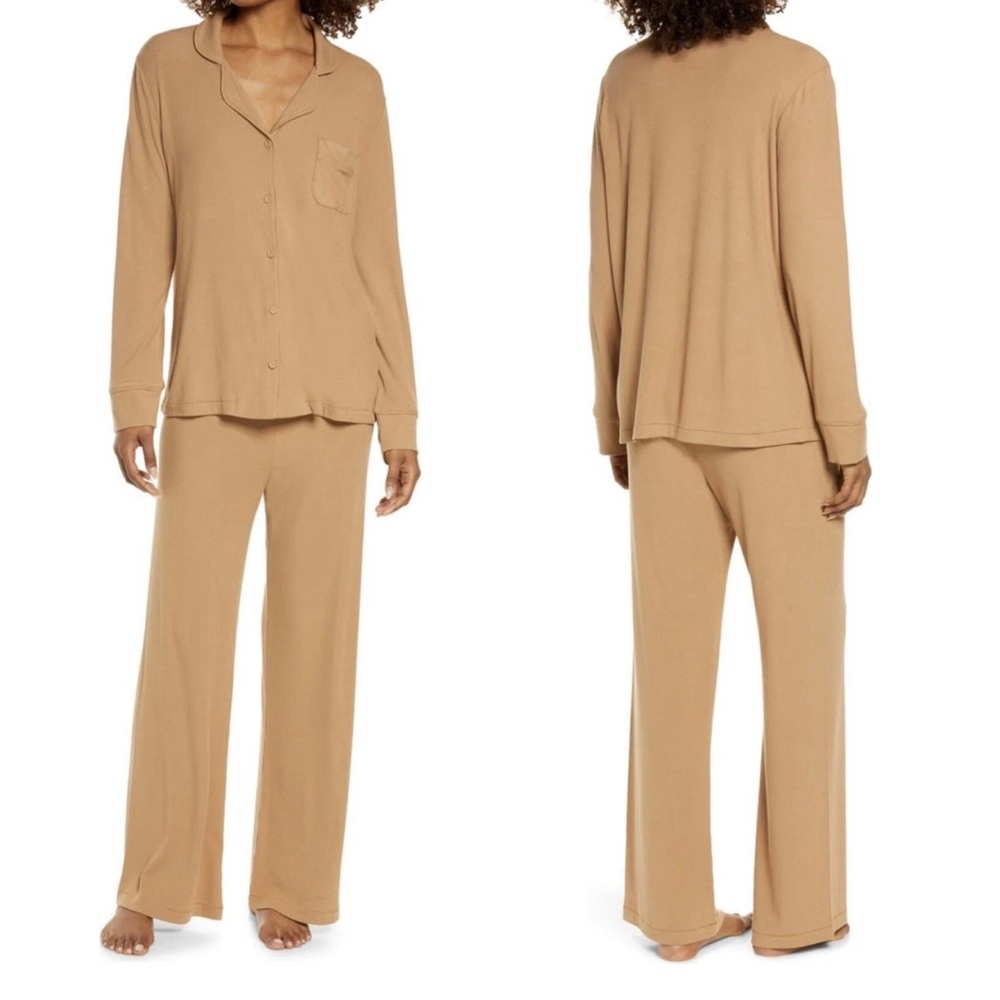SKIMS Soft Lounge Rib Sleep Set in Camel - Size M